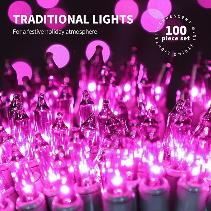 100LIGHTS Purple Extra-Bright with End Connectors Halloween Decorative Lights 5.98m UL Certified Mini String Light Set Waterproof for Halloween Home Garden Christmas Tree Party Patio Wedding