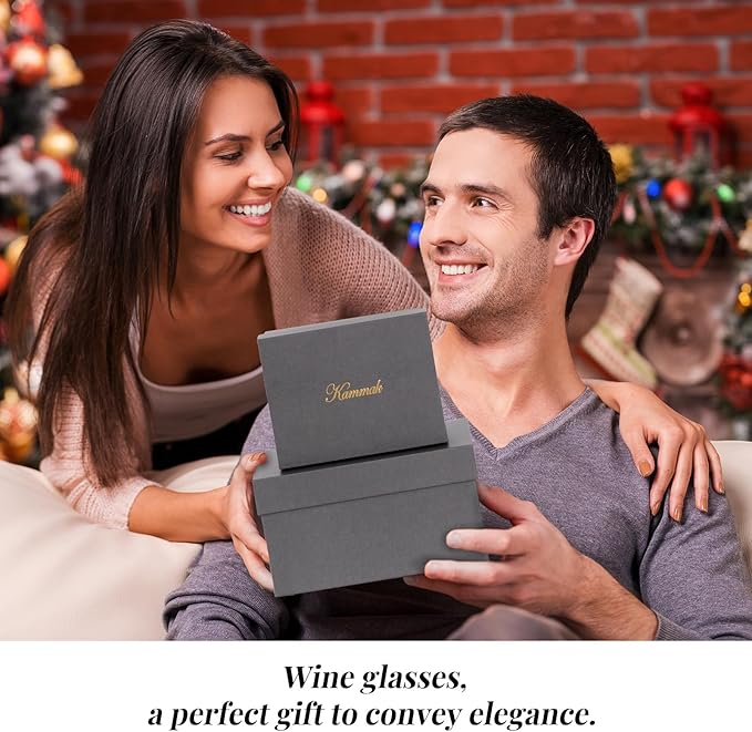 KAMMAK Crystal Whiskey Glasses Set of 2, 7.27oz Old Fashioned Glasses Stemless, Hand Blown White Cocktail Glasses, Engagement Gifts for Couples, Women, Men