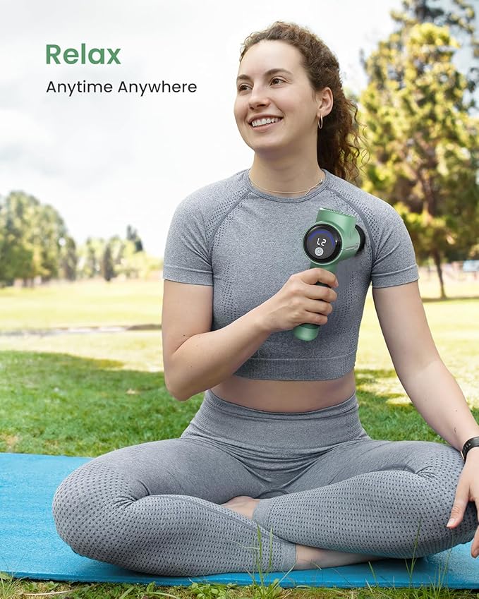 RENPHO Massage Gun Deep Tissue, Portable Percussion Massager for Back and Neck, Gifts for Men and Women, Handheld Device with Carry Case, Active Green