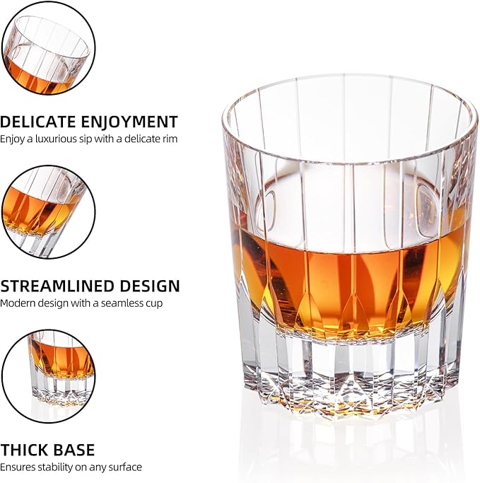 KAMMAK Crystal Whiskey Glasses Set of 2, Handcrafted 7.1oz Old Fashioned Glasses Stemless, Luxury Hand Blown Cocktail Glasses, Scotch Cup for Women, Men Gift for Bourbon Barware, Home Bar