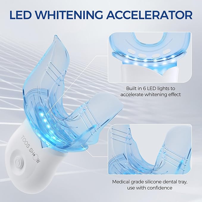 Teeth Whitening Kit for Sensitive Teeth,with 4 Carbamide Peroxide Pen & 1 Remineralization Pen,LED Accelerator Light Non,Tooth Whitener Professional Oral Care Gently Yet Effectively Removes Stains