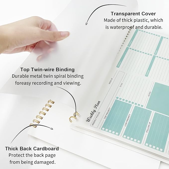 Weekly Planner Notepad Undated Weekly Goals Schedule Planner To Do List Notebook Planning Pad Calendars Organizers Habit Tracker Journal for Man & Women,52 Weeks (8.5x11")