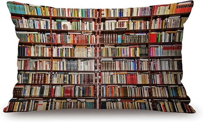 Library Bookshelf Farmhouse Pillow Covers 12" x 20" Lumbar Pillow Covers Home Decorative Cotton Linen Cushion Case for Sofa Couch Housewarming Family Room Décor