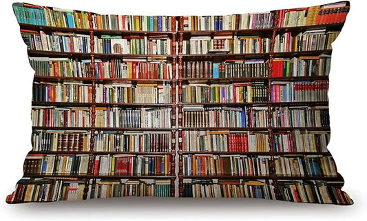 Library Bookshelf Farmhouse Pillow Covers 12" x 20" Lumbar Pillow Covers Home Decorative Cotton Linen Cushion Case for Sofa Couch Housewarming Family Room Décor