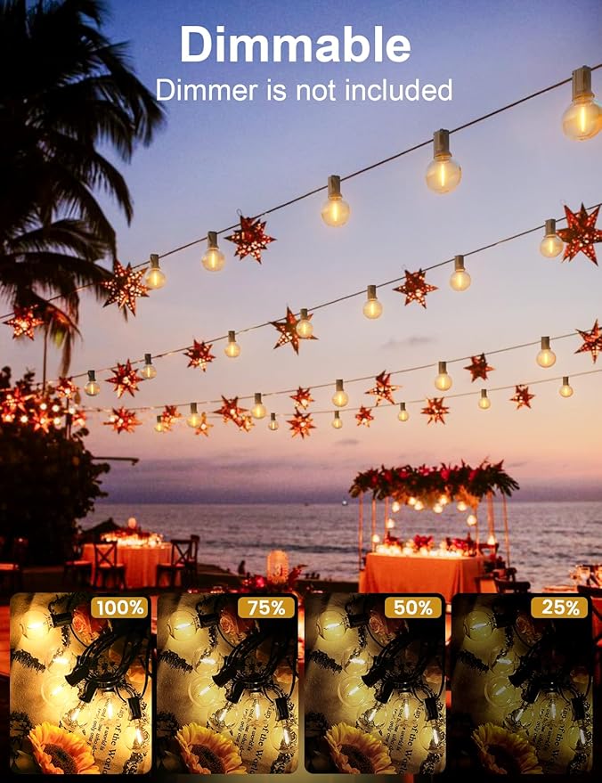 RTTY Outdoor String Lights 150 FT Globe LED Patio Lights with G40 Plastic Bulbs,Waterproof Shatterproof Dimmable Connectable Hanging for Backyard Porch Balcony Party Cafe Deck Decor