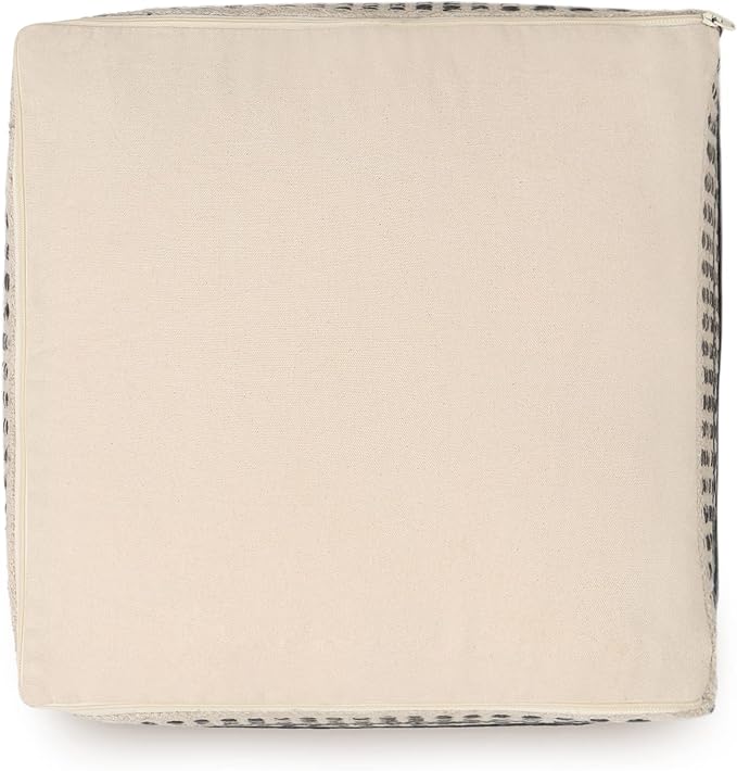 REDEARTH · Tufted Pouf Ottoman with Filler Textured Storage Cube Bean Bag Pouffe Footrest for Living Room, Bedroom, Nursery, Kidsroom; 100% Cotton (17.5"X17.5"X17.5", Chevron Gage)