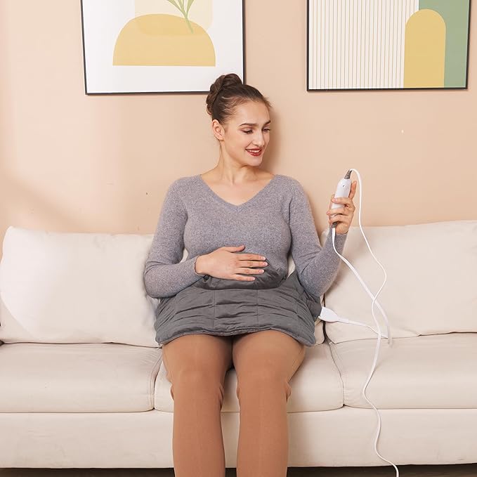 Ruqiji 19" x 24" Weighted Neck&Shoulder Heating Pad, 2.5lbs with 12 Temperature Settings&Countdown timer,Pain Relief for Neck/Shoulders/Menstrual Pain, Christmas Gifts for Women Men Mom Dad(Dark Gray)