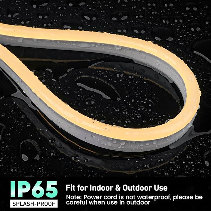 GZBtech Flexible LED Neon Rope Lights 82FT,AC 110-120V Waterproof Strip Light, 120 LEDs/M Cuttable Connectable Neon Lighting for Indoor Outdoor Home Decor/Commercial Building Use-Warm White 25M