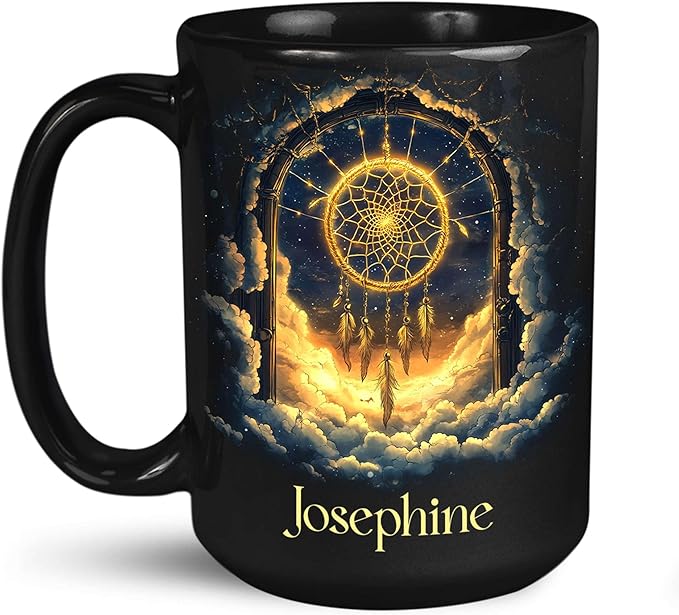 Personalized Name Black Coffee Mug, Custom Unique Celestial Mug 11oz or 15oz, Custom Fantasy Landscape Ceramic Cup, Nature Lover Coffee Cup for Holiday, Gifts for Women, Men