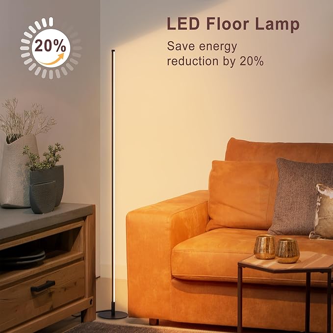 Corner Floor Lamp, 2 Pack Modern Floor Lamp with Remote and Stepless Dimmable Colors Temperature & Brightness, Standing Lamps for Living Room Bedroom Office