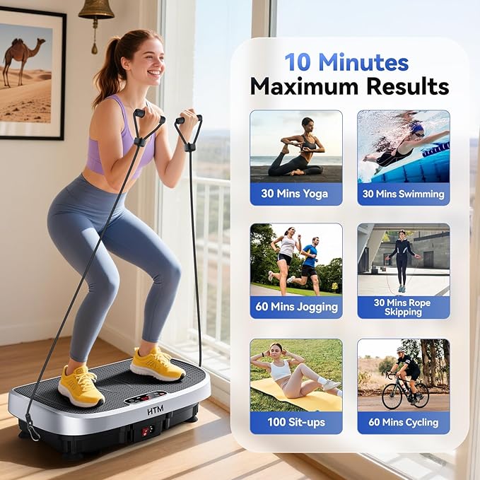 Vibration Plate Exercise Machine - 330lbs Weight Capacity, 120 Speed Levels, 5 Program Modes - Full Body Workout for Home Fitness, Toning & Wellness, LED Display, Low Noise Motor