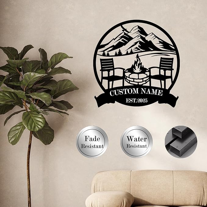 Custom Metal Camping Signs Outdoor - Personalized Size Rustic Wall Art, Lake House Decor, Farmhouse Gift for RV, Cabin & Garden - MADE IN USA