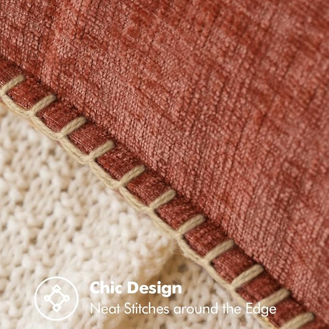 MIULEE Pack of 2 Fall Couch Throw Pillow Covers 20x20 Inch Burnt Orange Farmhouse Decorative Pillow Covers with Stitched Edge Soft Chenille Solid Dyed Pillow Covers for Sofa Bed Living Room