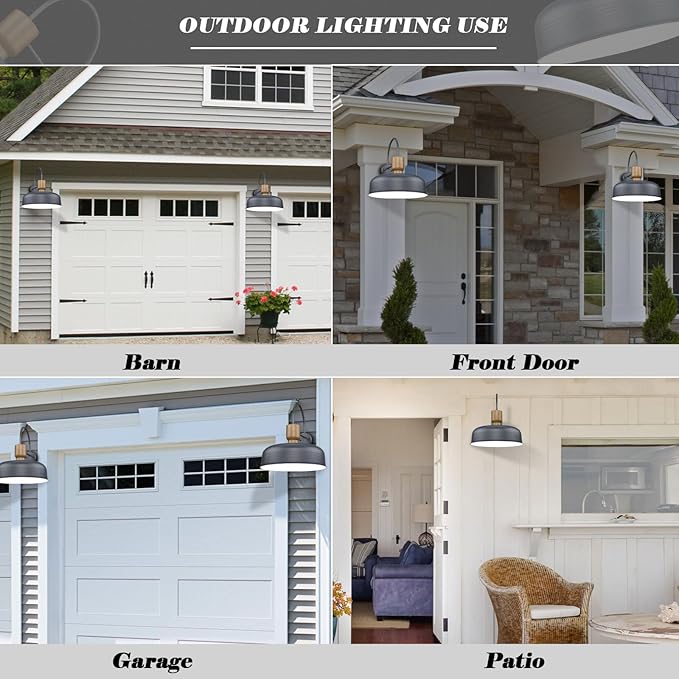 Outdoor Barn Light Gooseneck Barn Light, Farmhouse Exterior Wall Mount Light Vintage Wall Lighting Fixture Industrial Sconce Lantern for Porch, Entryway, Garage, Blue, 2 Pack, Large