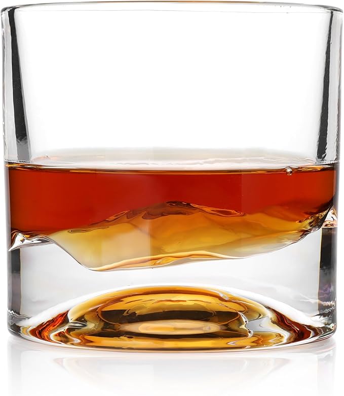 Rocky Mountains Heavy Crystal Whiskey Glasses Gift Set of 2, Thick Freezable Bourbon Glass 1lb Each, Premium Whiskey Gifts for Men, Frozen Crystal Chills Cocktails, 10 oz
