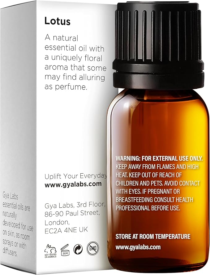 Gya Labs Lotus Essential Oil for Diffuser - 0.34 Fl Oz - 100% Pure Natural Lotus Oil for Skin, Massage, DIY & Candle Making Scent