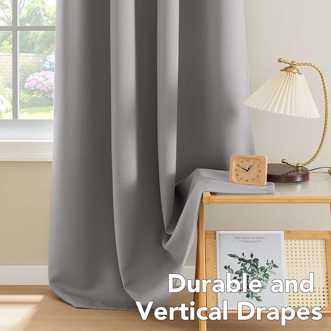 H.VERSAILTEX Three Pass Microfiber Blackout Thermal Insulated Grommet Panels Window Curtains/Drapes (Set of 2,52 x 96 Inch,Dove Gray)