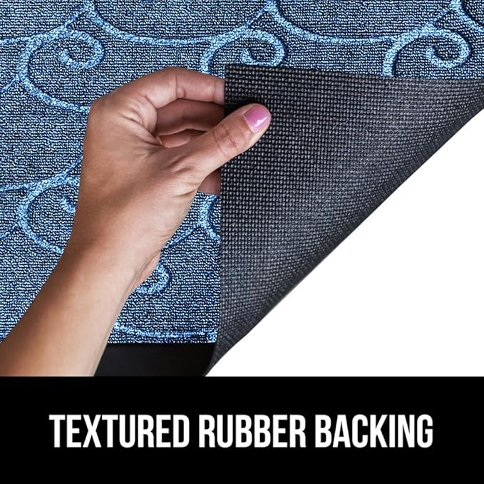 GORILLA GRIP 100% Waterproof All-Season WeatherMax Doormat, 72x24, US Designed Natural Rubber, Stain and Fade Resistant, Low Profile Indoor Outdoor Door Mats, Easy Clean Patio Mat, Ocean Blue Waves