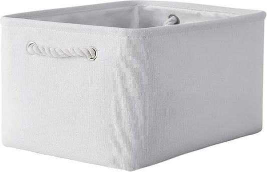 TheWarmHome Fabric Storage Bin, Large 1 Pack 15.7L*11.8W*8.3H Storage Basket for Home Storage and Organization, Shelf Basket with Cover for Living Room Bedroom Closet（White