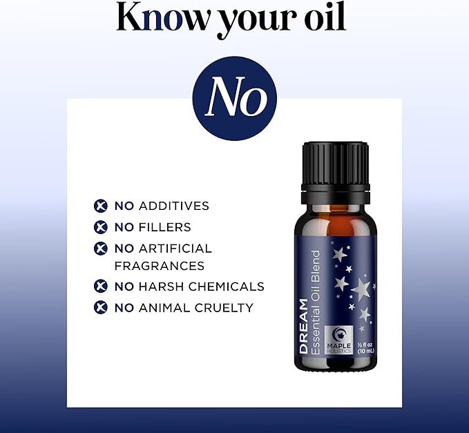 Sleep Essential Oil Blend for Diffuser - Dream Essential Oils for Diffusers Aromatherapy and Relaxation with Clary Sage Ylang-Ylang Roman Chamomile and Lavender for Sleep Time Support (10mL)