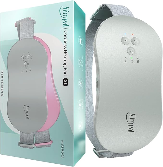 Slimpal Period Heating Pad for Cramps, FSA HSA Eligible, Portable Heat Pad for Menstrual Cramp Relief, Electric Cordless Heating Belt, 3 Timer Auto Off, Gifts for Women Girl, Light Grey