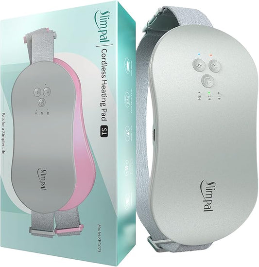 Slimpal Period Heating Pad for Cramps, FSA HSA Eligible, Portable Heat Pad for Menstrual Cramp Relief, Electric Cordless Heating Belt, 3 Timer Auto Off, Gifts for Women Girl, Light Grey