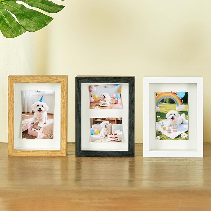 5x7 Mini Shadow Box Display Case Picture Frame with Soft Linen Back,Small Deep Black Shadow Box 5x7 for Flowers Medal Display Case Jersey pet Graduation Memorabilia Baby Ltems Crafts Photos