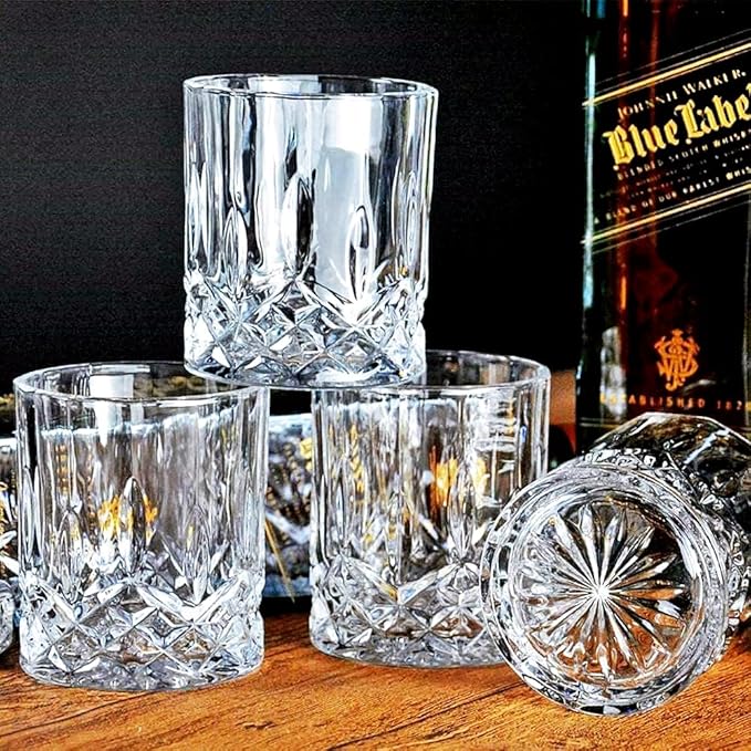 Whiskey Glasses Set of 4,Rock Glasses,11 oz Lead-Free Crystal Bourbon Glass,Old Fashioned Glass for Bourbon,Cognac,Irish Whisky,Personalised Whisky Glass Gift Set for Men,Dad,Brother