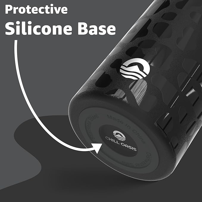 Chill Oasis Water Bottle | Compatible With Popular Flavor Cartridges | BPA Free, Leak Proof, Double-Walled Vacuum Insulated Stainless Steel, and Dishwasher Safe | Cold for 24 Hours (Leopard, 22oz)