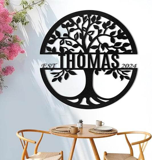 Metal Signs Customized, Tree of Life Metal Signs, Personalized Family Name Sign, Outdoor Metal Wall Art, Metal Tree Wall Decor, Porch Signs Outdoor, Housewarming Gift, Rustic Home Decor