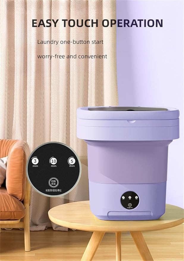 Portable Washing Machine, Mini Washer,16L Upgraded Large Capacity Foldable Washer.Deep Cleaning of Underwear, Baby Clothes and Other Small Clothes.Suitable for Apartments, Dormitories, Hotels.(Purple)