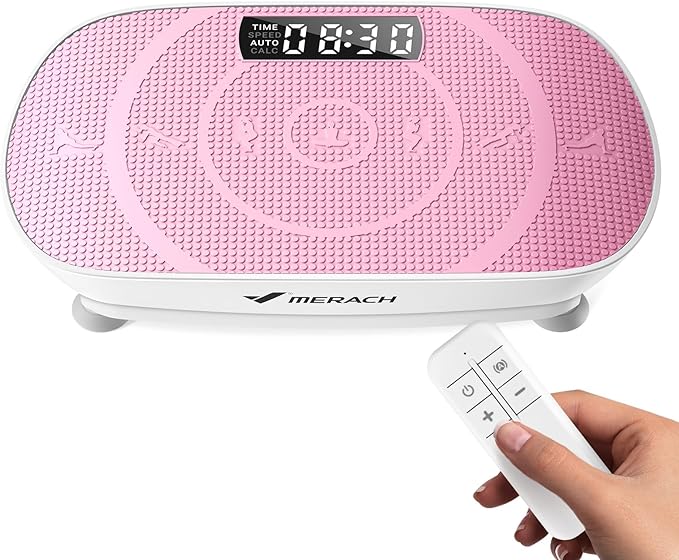 MERACH Slim Vibration Plate Exercise Machine, Vibration Plate for Lymphatic Drainage Weight Loss, Vibrating Plate with Real-Time Calorie Tracking on LED Display, Workout Equipment for Home Women Men