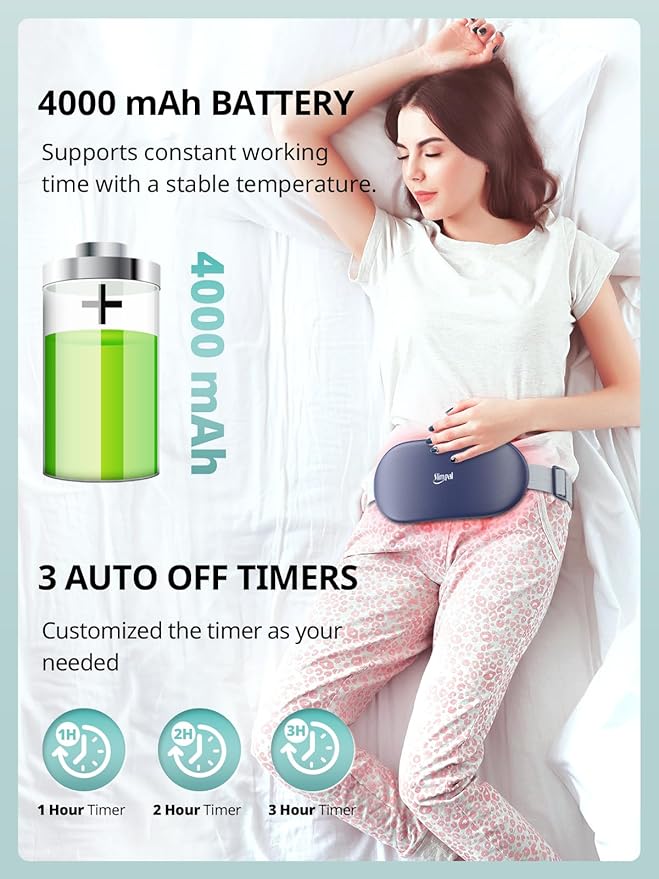 Slimpal Heating Pad for Period Cramps, Plus-Sized Portable Electric Heating Pad, Menstrual Cordless Heat Belt Back, Belly, Waist Pain Relief, Long-Lasting Battery, Gift for Her Girl Women, Dark Blue