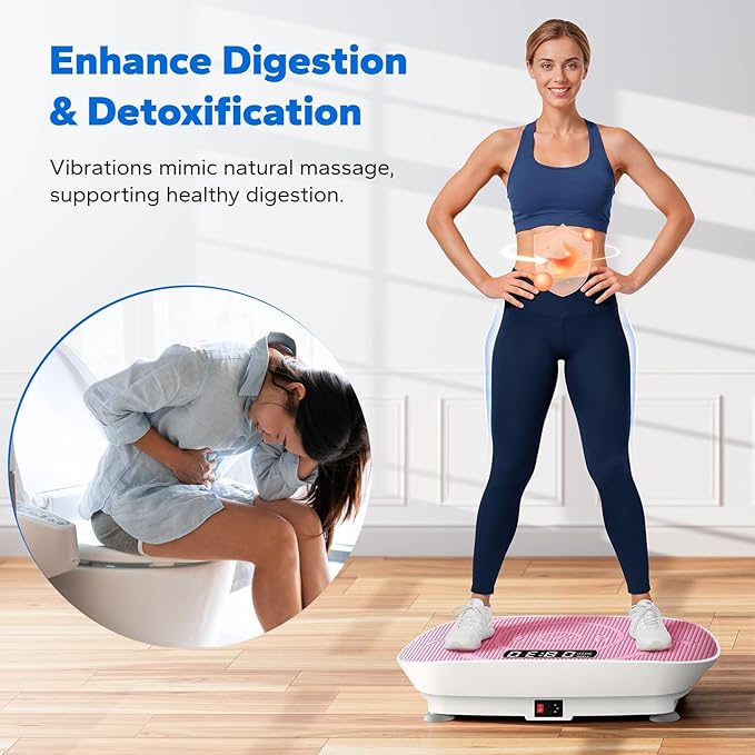 MERACH Slim Vibration Plate Exercise Machine, Vibration Plate for Lymphatic Drainage Weight Loss, Vibrating Plate with Real-Time Calorie Tracking on LED Display, Workout Equipment for Home Women Men