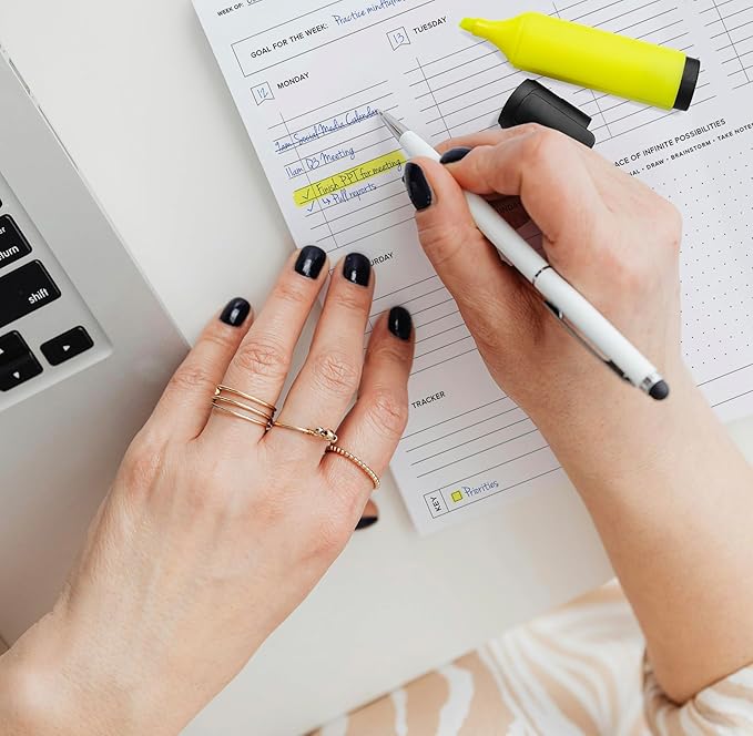 ThreeKin Essential Weekly Planner - 8.5"x11", 52 Tear-Off Sheets, Motivational Design, Goal Setting, Time Management, To-Do Lists, Productivity Organizer, Perfect for Home, Office, Students, Work