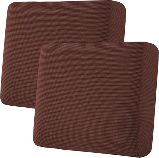 H.VERSAILTEX Super Stretch Individual Seat Cushion Covers Sofa Covers Couch Covers Slipcover Sets Thick Jacquard Textured Twill Fabric (2 Piece Large Sofa Cushion Covers, Burnt Brick)