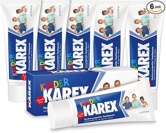 Kinder Karex Hydroxyapatite Kids Toddler Toothpaste 2.3 Ounce (Pack of 6), Fluoride Free