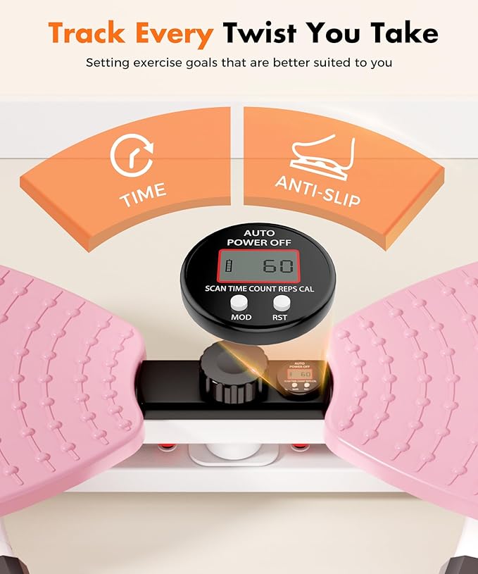 Waist Twisting Machine Fitness Tool, Ab Twister Board with the Smart LED Digital Monitor, 300LBS Capacity & 20dB Ultra-Quiet, Anti-Slip Home Gym Workout Equipment for Women Belly Fat