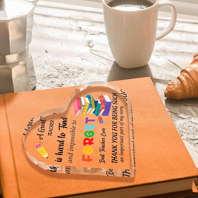 Teachers Day Graduation Season Opening Season Gifts Teacher Gifts Teacher Appreciation Gifts Best Teacher Gifts for Women Acrylic Heart for Her Coworker Friend Principal Educator Birthday Christmas