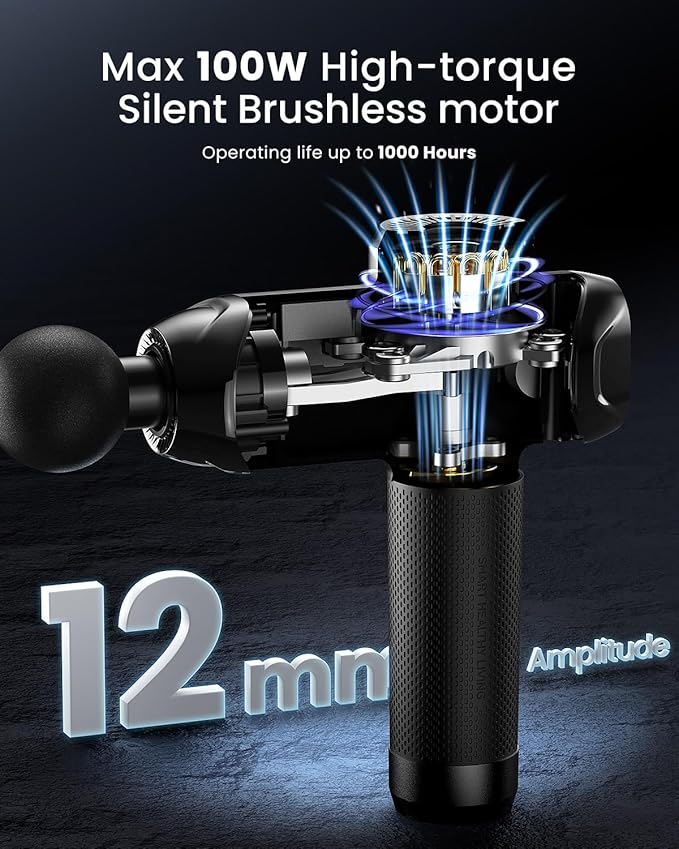 RENPHO Power Massage Gun Deep Tissue, Percussion Muscle Massage Gun for Athletes, Powerful Portable Electric Handheld Deep Tissue Massager Gun, LED Touch Display (Power+ THERMACOOL Deluxe)