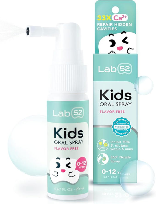 LAB52 Kids Oral Spray, Toddler Toothpaste Helper for Daily Oral Care and Fresh Breath, Children Approved with Fluoride Free for Newborn to Preschoolers, Xylitol Flavor Free
