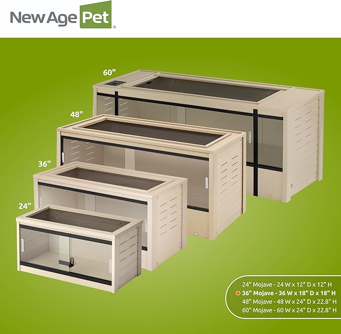 New Age Pet ECOFLEX 36" Mojave Reptile Lounge -Durable Wood Plastic Composite Habitat with Ventilation, Removable Glass Doors & Lock, Easy Assembly, for Tortoises, Snakes, Iguanas