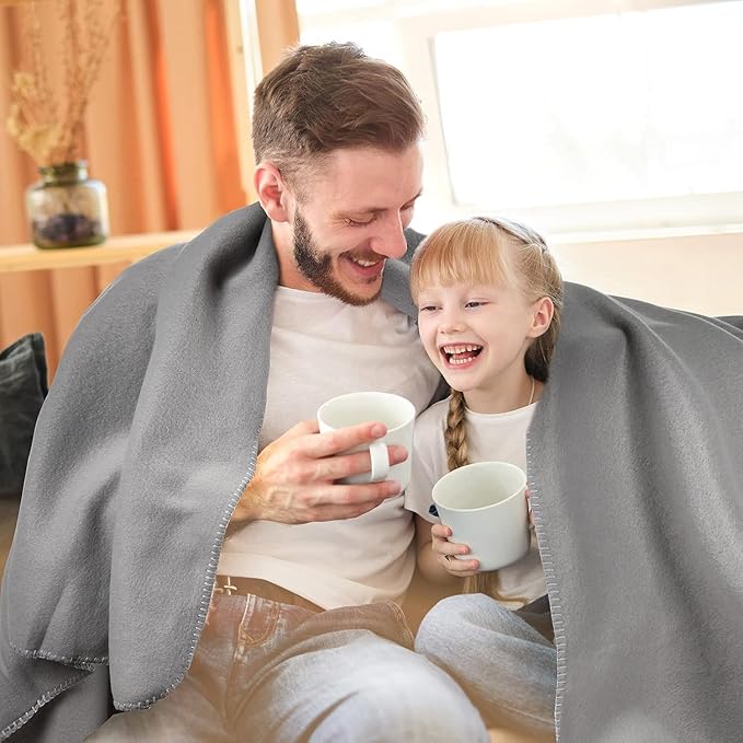 50x60 Throw Blankets, Ultra Soft Hypoallergenic Fleece Fall Throw Blanket for Livingroom, Couch, Chair, Bed, Grey Heather