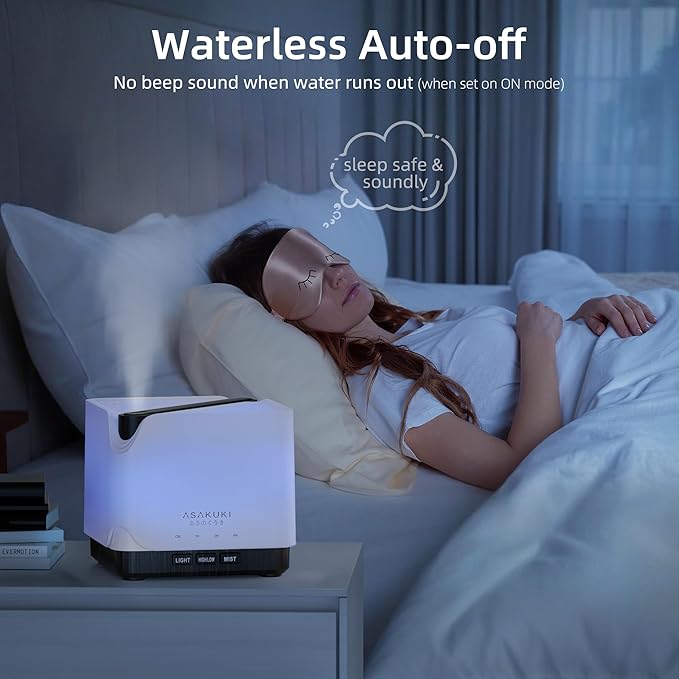 ASAKUKI Essential Oil Diffuser, Multifunctional Ultrasonic Aromatherapy Fragrant Oil Vaporizer Humidifier with Timer, Auto-Off Safety Switch, and 7 LED Light Colors, 700 ml (Brown Wood)