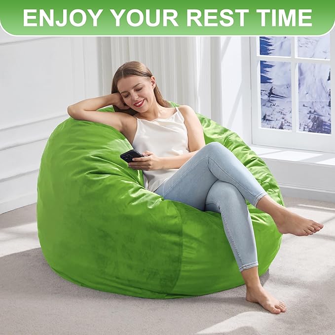 Hobestluk 3FT Bean Bag Chair Giant Bean Bag Chairs for Adults Large Bean Chairs with Removable Cover, Beanbag Chair with Filler, Adult Bean Bag Chairs for Living Room, Bedroom
