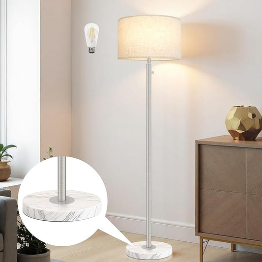 Floor Lamp for Living Room,Dimmable Gold Floor Lamp,Modern Standing Lamp with Marble Base,Tall Standing Lamp for Bedroom, Reading,Office & Kids' Room,LED Bulb Included(Brown)