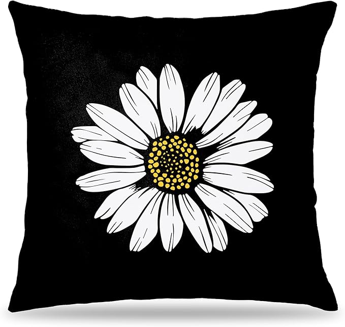 Daisy Floral Pillow Covers 18x18 Double-Sided, Daisy Flowers Wildflower Pillow Covers for Couch Bed Living Room Bedroom, Daisy Decor, Spring Summer Floral Room Decor