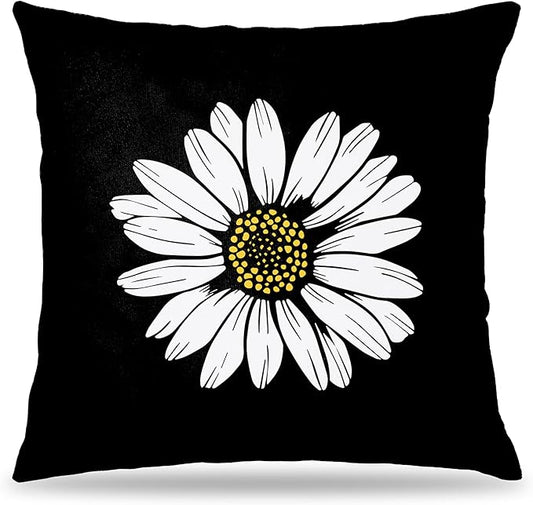Daisy Floral Pillow Covers 18x18 Double-Sided, Daisy Flowers Wildflower Pillow Covers for Couch Bed Living Room Bedroom, Daisy Decor, Spring Summer Floral Room Decor