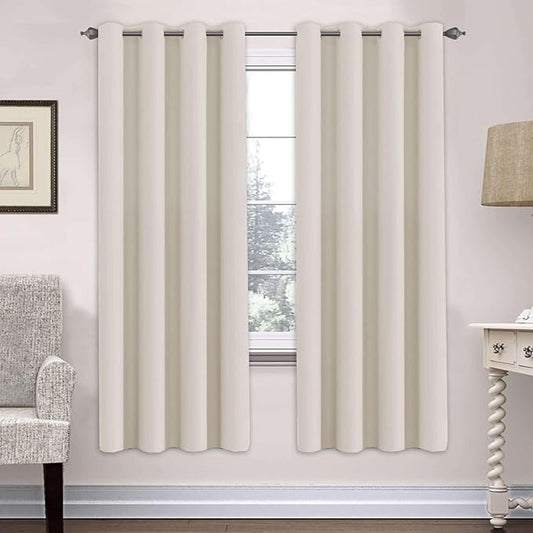 H.VERSAILTEX Ultra Soft Microfiber Thermal Insulated Antique Copper Grommet Blackout Curtains/Window Treatment Draperies 52 by 72 - Inch for Living Room/Bedroom, Set of 2 - Fog