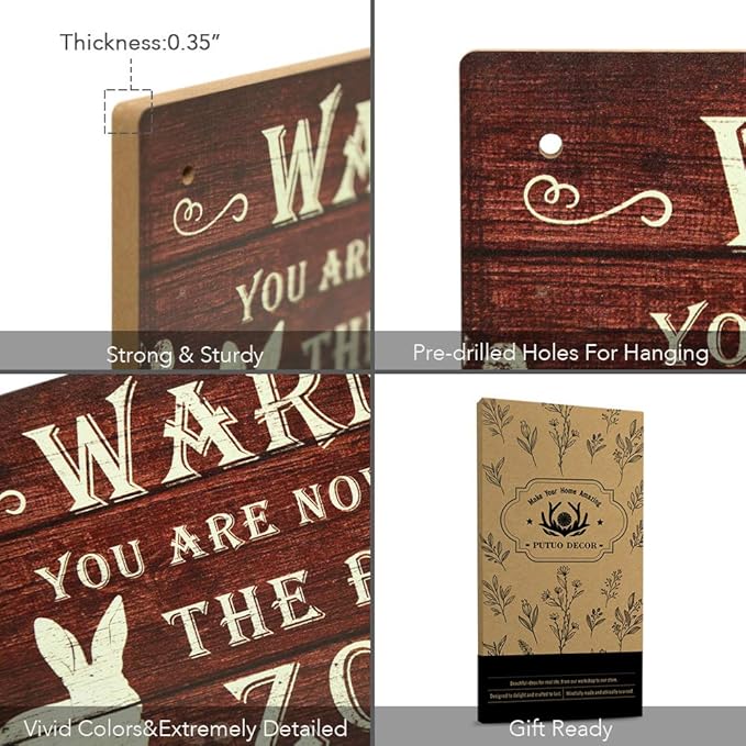 Putuo Decor Funny Rabbit Sign Bunny Rabbit Home Decor Gift Bunny Mom Bunny Lover 12 x 6 Inch (The Bunny Zone) Easter Decorations